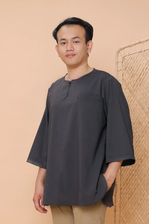 Adam Men's Kurta Top in Shadow Grey