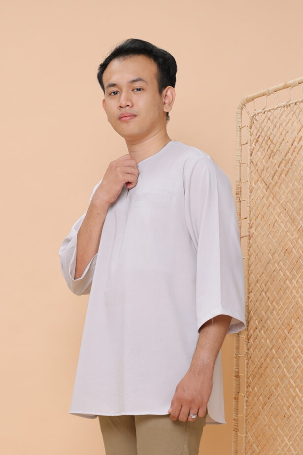 Adam Men's Kurta Top in Light Grey